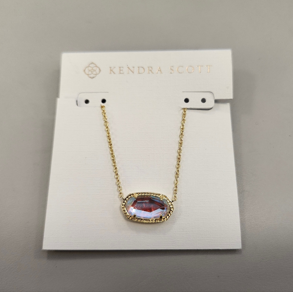 NWT Kendra Scott 14k Gold Plated Elisa Dichroic Gold Pendant Necklace